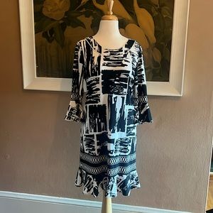 BCBG stretchy light weight black and white dress